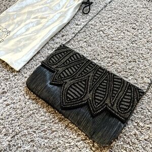 From ST Xavier Black & Silver Beaded Evening Bag Vintage-Inspired Beaded Clutch
